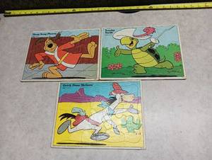 lot 1488 image: 3 Cartoon Character Jigsaw Puzzles Hong Kong Phooey Touch� Turtle Quick Draw McGraw Ages 3-7