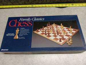 lot 1490 image: Pressman Toys - Family Classics Chess With Folding Board and Full Size Chess Pieces- Full Set