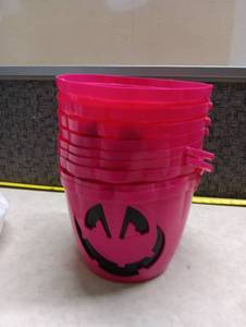 lot 1496 image: T-Mobile Pink Promotional Buckets Set of 9 Jack-o-Lantern Design