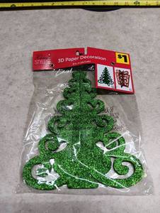 lot 1506 image: Holiday Style 3D Paper Decoration 8 in. H Green Tree