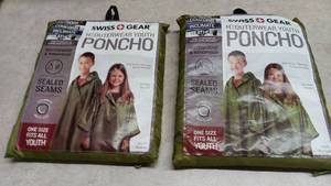 lot 1525 image: Swiss Gear H2Outerwear Youth Poncho 2-Pack Waterproof Windproof - Dark Green