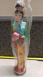 lot 1555 image: Decorative Doll Figure with Pink Ball and Gold Accessories