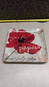 lot 1567 image: Certified International Poppy Square Plate Dishwasher Microwave Safe
