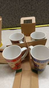 lot 1572 image: Coffee Beverage Mugs Lot of 4 Latte Mocha Coffee