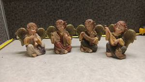 lot 1454 image: Set of 4 Winged Angel Cherub Figurines w Musical Instruments