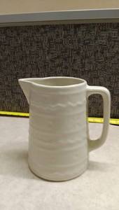 lot 1463 image: White Ceramic Pitcher with Rippled Texture