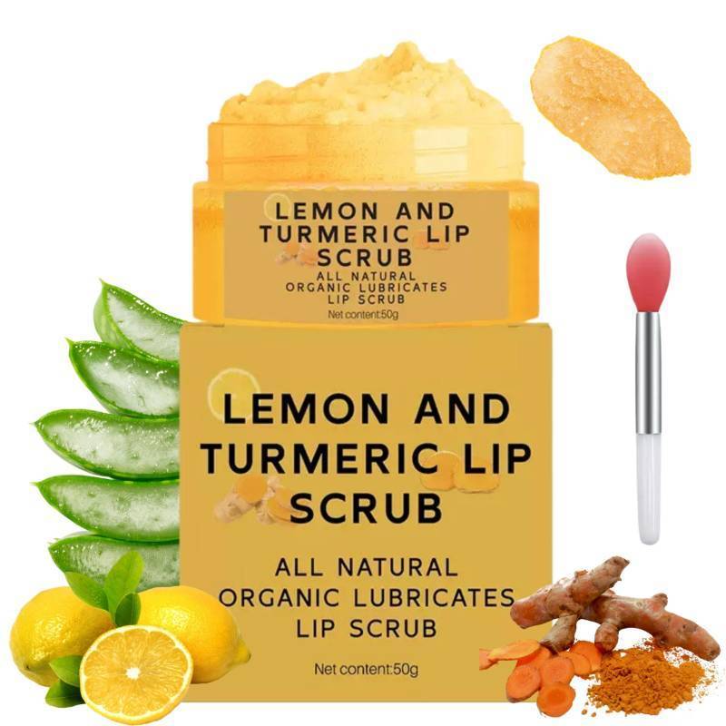 lot 122 image: Turmeric Lip Scrub, Lemon Turmeric Lip Exfoliator for Dry, Chapped Lips, Natural Nourish Sugar Lip Scrub with Aloe Vera, Eliminate Lip Lines, Deep Hydration Moisturization Lip Balm for Dark Lips Retail $12