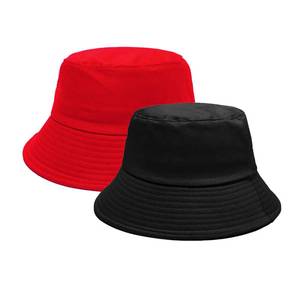 lot 110 image: PFFY 2 Packs Bucket Hat for Women Men Cotton Hats Sun Beach Cap RedBlack - Retail $14