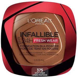 lot 117 image: L Oreal Paris Infallible Fresh Wear 24 Hr Liquid Foundation Makeup  375 Deep Amber  1 fl oz - Retail $30