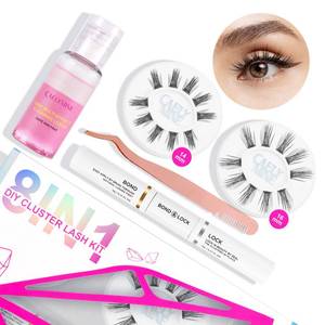 lot 141 image: CAELYMINE DIY Lash Extension Kit With 1416mm cluster lash, Applicator, Seal and bond Lash Glue (705) - Retail $16