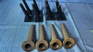lot 2005 image: Lot of 12 Angled Furniture Legs. Includes Different Sizes and Styles. Two Sets are Metal. One Set is Plastic.