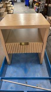 lot 3010 image: Groove Dowel Accent Table with Shelf Natural Wood - Threshold