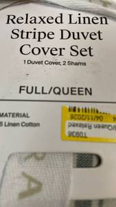 lot 3029 image: FullQueen Relaxed Linen Stripe Duvet Cover & Sham Set Cove & Parchment - Parachute for Target