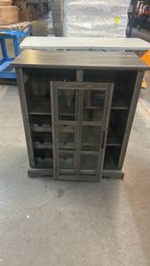 lot 8000 image: Walker Edison BU36LENBCSG Wine Storage Cabinet with Sliding Glass Door