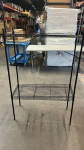 lot 8004 image: Black 3-Tier Wire Shelving Unit