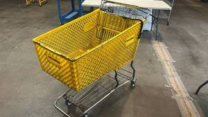 lot 8006 image: OfficeMax Shopping Cart Yellow Plastic Basket Child Seat