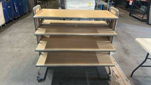 lot 8018 image: Mobile Shelving Cart 4-Tier Utility Storage with Casters