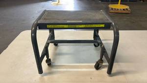 lot 8022 image: Mobile Step Stool on Spring Loaded Casters