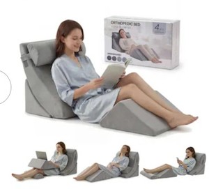 lot 4006 image: MaseiKar 4PCS Orthopedic Bed Wedge Pillow Set - Post Surgery Foam for Back - Neck and Leg Pain Relief Comfortable and Adjustable Ortho Pillows - Anti Snoring Heartburn Acid Reflux and GERD Sleeping