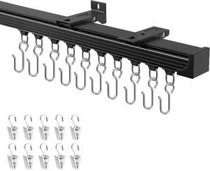 lot 4030 image: Ceiling Curtain Track Black 15-18 ft Heavy Duty CeilingWall Mount Rail