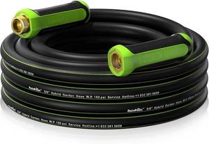 lot 4032 image: RAINPOINT Garden Hose 25ft x 58, Water Hose Heavy Duty, Flexible, Lightweight Durable Hybrid Hose with Swivel Handle for Yard, Car Wash, Pets, No Kink, Male to Female Fittings