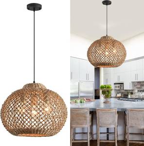 lot 4036 image: $150 Rattan Pendant Light,17 Plants Rattan Chandelier