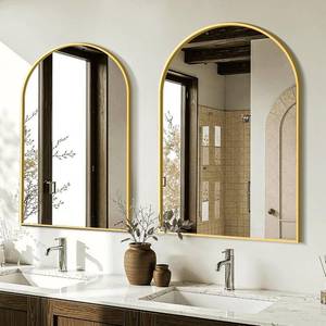 lot 4039 image: AMOISE Arched Bathroom Mirror for wall, 2 Pack 30x20 Vanity Mirror, Gold