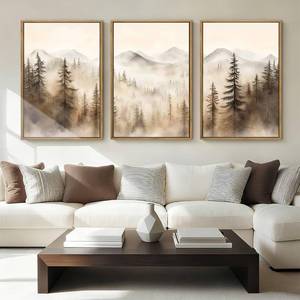 lot 4040 image: $130 IARTTOP Extra Large Mountain Canvas Wall Art 24x36 Inch Framed Forest Woodland Art Prints Abstract Modern Farmhouse Wall Decor Set of 3 for Living Room Dining Room Bedroom