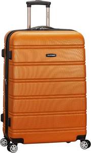 lot 4042 image: Rockland Melbourne Hardside Expandable Spinner Wheel Luggage, Checked Large 28, Orange