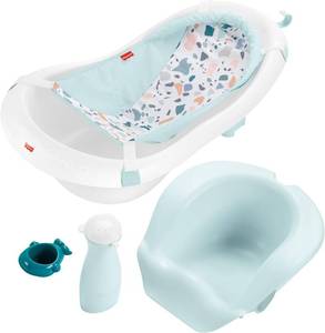 lot 4045 image: Fisher-Price  Baby to Toddler Bath 4-in-1 Sling N Seat Tub with Removable Infant Support and 2 Toys, Pacific Pebble