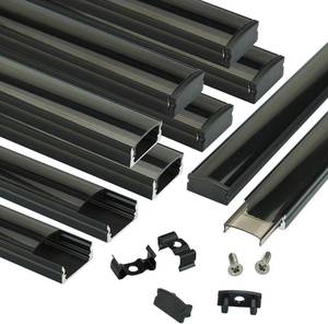 lot 4063 image: Muzata 10Pack 3.3FT Black LED Strip Channel with Smoky Cover U1SW BB