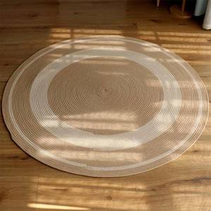 lot 4088 image: Poowe Hand Woven Round Area Rugs Living Room Bedroom Study Computer Chair Cushion Base Mat Round Carpet Lifts Basket Swivel Chair Pad Coffee Table Rug(3.3 Round)