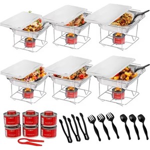 lot 4107 image: ALPHA LIVING Disposable Chafing Dish Buffet Set, Food Warmers for Parties, Fuel Cans Complete