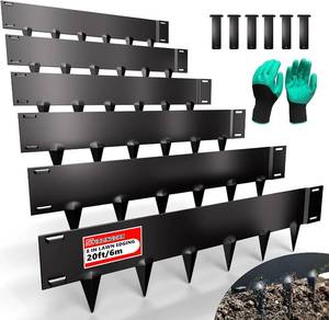 lot 4114 image: Metal Landscape Edging 20FT   8 Tall Galvanized Steel Garden Border with Built-in Spikes & Connector Pins, No Dig Flexible Lawn Edging for Landscaping, Yard, Walkways & Flower Bed