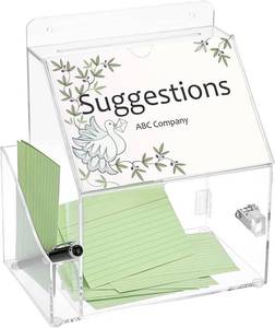 lot 5007 image: BTSKY Acrylic Suggestion Box with Lock & 5x7 Sign Slot, Side-Pocket,Clear