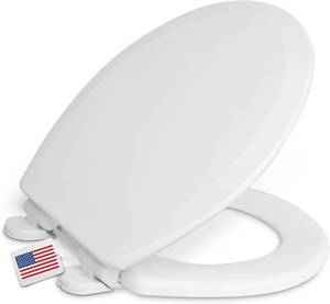lot 5046 image: Centoco Round Toilet Seat, Slow Close, Wood CorePlastic Finish, USA, White