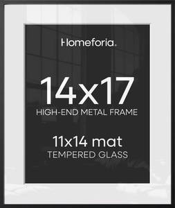 lot 5047 image: Homeforia 14x17 Black Picture Frame, High-End Metal, 11x14 Mat, Glass
