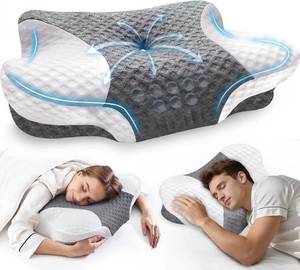 lot 5057 image: Cervical Neck Pillows with Memory Foam - Neck Pillows for Pain Relief Contour Memory Foam Pillows Ergonomic Neck Support - Adjustable Orthopedic Bed Pillows with Breathable Pillowcase for Sleeping