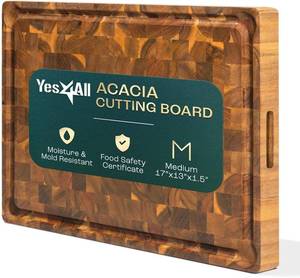 lot 5075 image: Yes4All Medium Acacia Cutting Board, End Grain Cutting Board 17x 13x 1.5