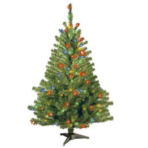 lot 5078 image: 4 ft. Kincaid Spruce Artificial Christmas Tree with Multicolor Lights