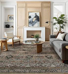 lot 5079 image: 8x10ft Machine Washable Area Rug, 120  96 Large Ultra Soft Rugs with Non-Slip Backing & Durable Edge Binding, Vintage Fluffy Indoor Low-Pile Carpet for Living Room, Bedroom, Dinning, Kitchen