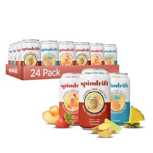 lot 5083 image: Spindrift Sparkling Water, Mocktail 3 Flavor Variety Pack, Made with Real Squeezed Fruit, 12 Fl Oz Cans, Pack of 24 BB 9426