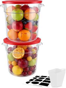 lot 5086 image: 2 Pack Square Food Storage Container With Lid,12-22 Quart Commercial Storage Box With Scale & Handle,Cake Making,Dough Marinating Meat,Kitchen Supplies (Polycarbonate, Round 18 Quart)
