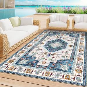lot 5111 image: Outdoor Boho Area Rug 5x7 Ft Outside Rug Outdoor Carpet Large Floor Mat