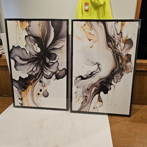 lot 5140 image: Pristipeak 2 Pcs Marble Decor Without Frames Abstract Wall Art (16x24 In)