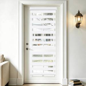 lot 5157 image: SEEYE Cordless Zebra Blinds for Window, French Door Blinds Free-Stop Roller Window Shades with Valance 24 W x 64 H, Light Filtering Window Treatment Sheer Blinds & Shades Easy to Install, White