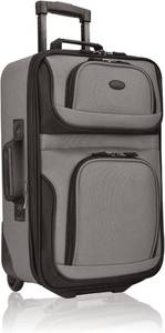 lot 5174 image: U.S. Traveler Rio Lightweight Softside Rolling Carry-on Suitcase, 2-Wheel Single, Grey