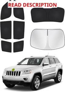lot 5182 image: Canvcle Window Shades for 2011-2021 Jeep Grand Cherokee Accessories Windshield Sun Shade Side Rear Window Covers Sunshade Sun Visor Shield Privacy Protection for Camping Keep Vehicle Cool Black 8PCS