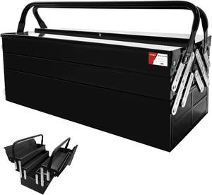 lot 5204 image: YATOINTO Metal Cantilever Tool Box, 21 Fold Out Steel Tool Box with Handle 3-Tier 5 Tray, Portable Metal Tool Storage Box Organizers for Home Studio Auto Repair Factory (black)