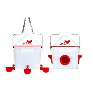 lot 5205 image: RentACoop Chick2Chicken 10lb Feeder & 2 Gal Waterer Set with Gravity Feed Refill & Auto-Fill Cups - BPA-Free Food & Water Buckets for up to 20 Chicks